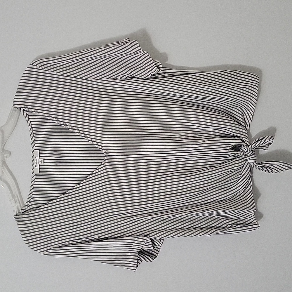 Madewell Navy and Cream Striped Top, Size Large